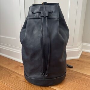 Vintage Coach Drawstring Sling 4023 Navy Blue Leather XL Duffle Backpack Bag
